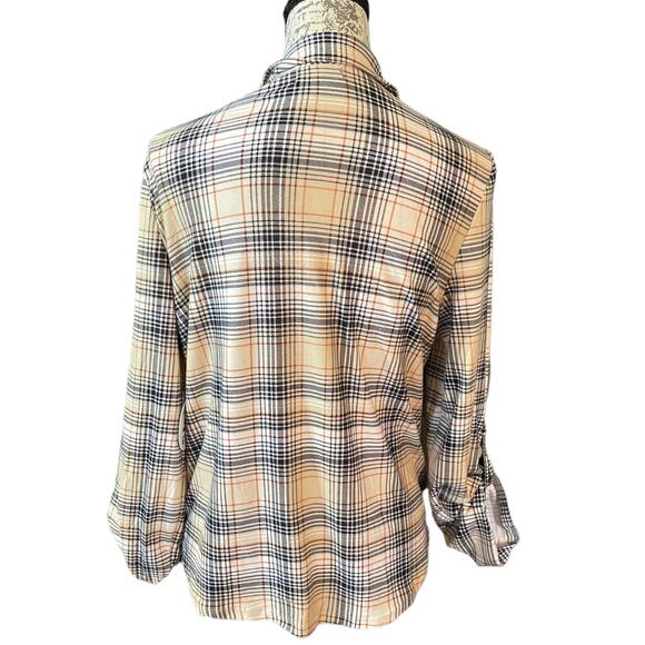 Jolie & Joy By FCT Plaid Tie Front Shirt Size X-Large - Picture 2 of 4